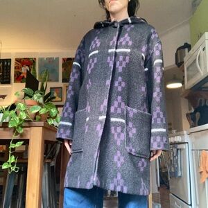 Vintage wool coat - oversized boxy southwestern blanket coat